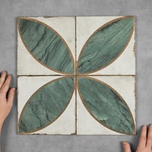 Isabella Matt Grey & Green Square Porcelain Tile